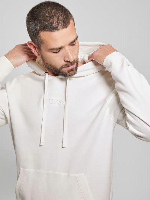 Guess Eco Roy Embossed Hoodie Wit | GUESS-SN31059
