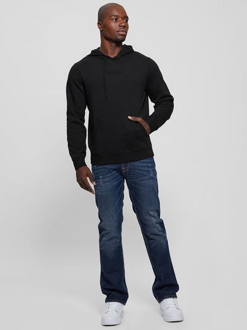 Guess Eco Roy Embossed Hoodie Zwart | GUESS-SN31031