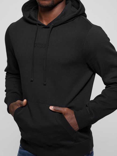 Guess Eco Roy Embossed Hoodie Zwart | GUESS-SN31031