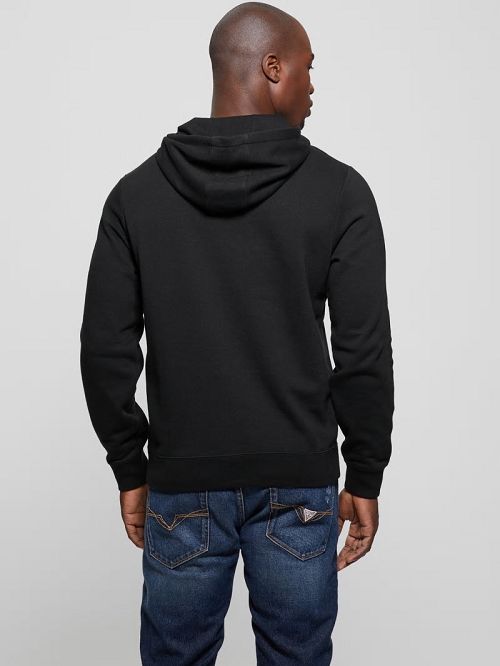 Guess Eco Roy Embossed Hoodie Zwart | GUESS-SN31031