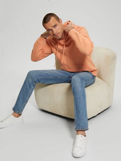 Guess Eco Roy Embroidered Logo Hoodie Oranje | GUESS-SN30934