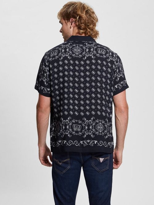 Guess Eco Royal Scroll Shirt Zwart Wit | GUESS-SN31198