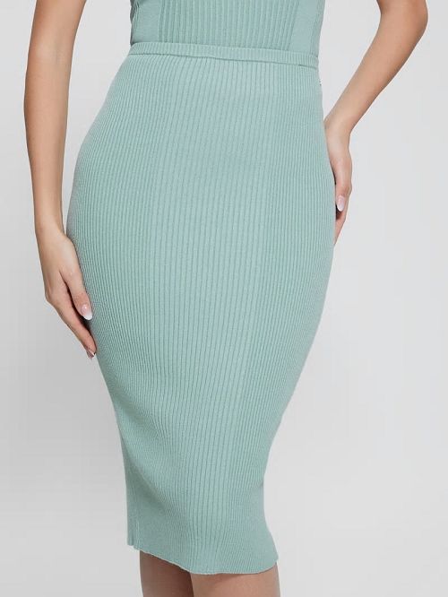 Guess Eco Sahara Rib Sweater Skirt Groen | GUESS-SN28142