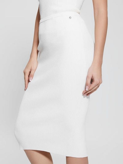 Guess Eco Sahara Rib Sweater Skirt Wit | GUESS-SN28172