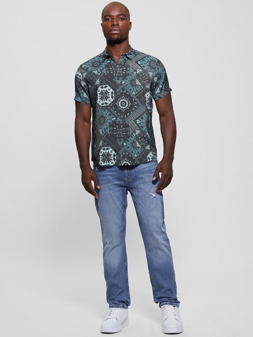 Guess Eco Sandwash Shashiko Shirt Blauw | GUESS-SN31254