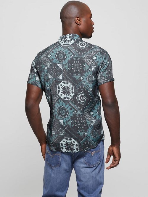 Guess Eco Sandwash Shashiko Shirt Blauw | GUESS-SN31254