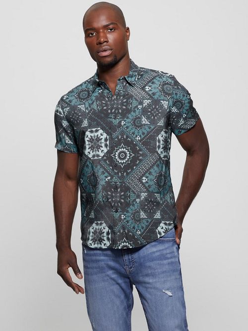 Guess Eco Sandwash Shashiko Shirt Blauw | GUESS-SN31254