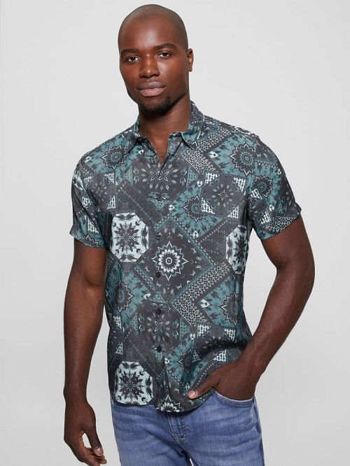 Guess Eco Sandwash Shashiko Shirt Blauw | GUESS-SN31254
