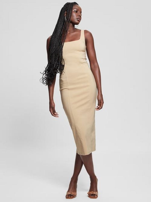 Guess Eco Sara Pencil Dress Beige | GUESS-SN27033