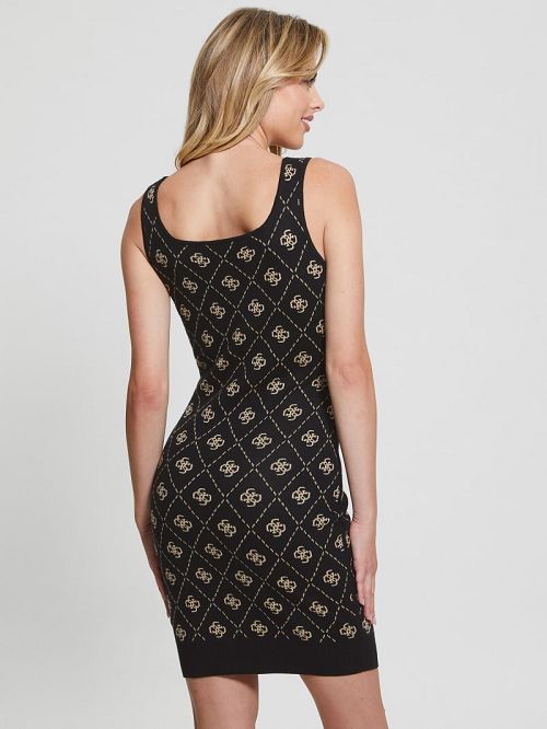 Guess Eco Sarah Quattro G Sweater Dress Zwart | GUESS-SN26888