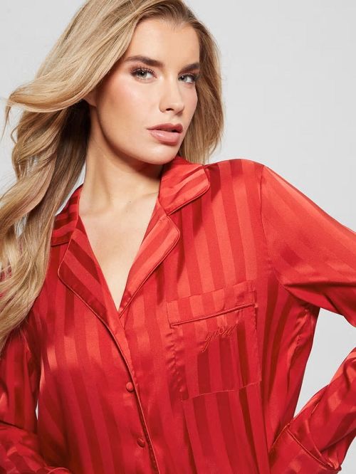 Guess Eco Satin Shorts PJ Set Rood | GUESS-SN28574