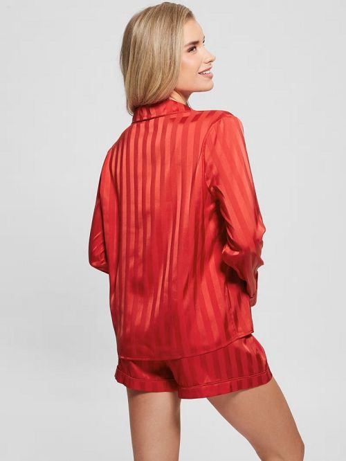 Guess Eco Satin Shorts PJ Set Rood | GUESS-SN28574