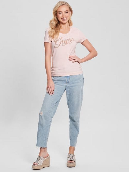 Guess Eco Script Bead Tee Roze | GUESS-SN27118