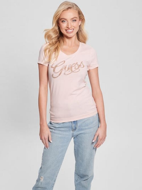 Guess Eco Script Bead Tee Roze | GUESS-SN27118