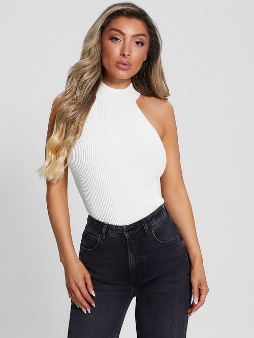 Guess Eco Shayna Mock Neck Top Wit | GUESS-SN27406