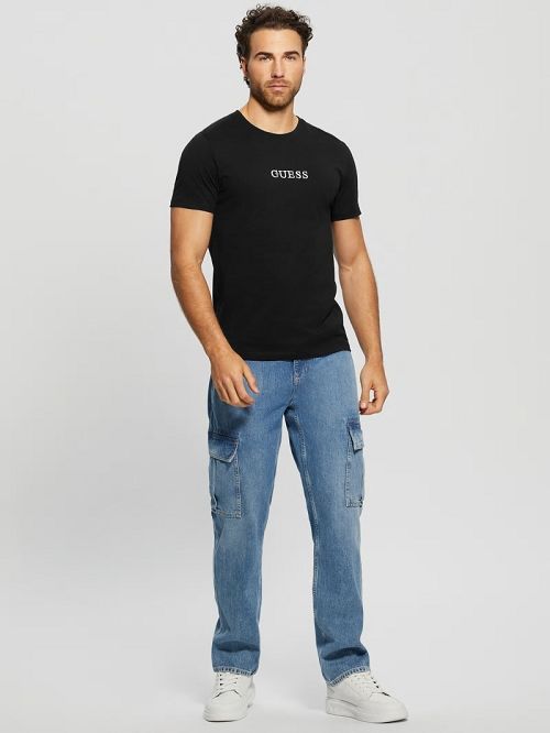 Guess Eco Signature Crewneck Tee Zwart | GUESS-SN30576
