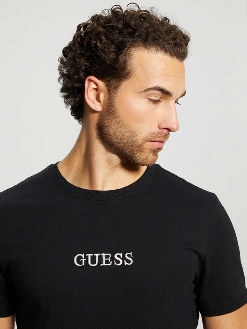 Guess Eco Signature Crewneck Tee Zwart | GUESS-SN30576