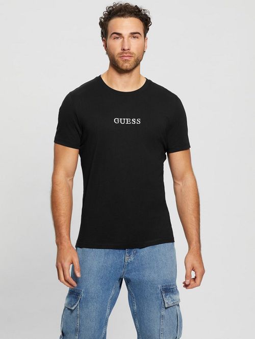 Guess Eco Signature Crewneck Tee Zwart | GUESS-SN30576