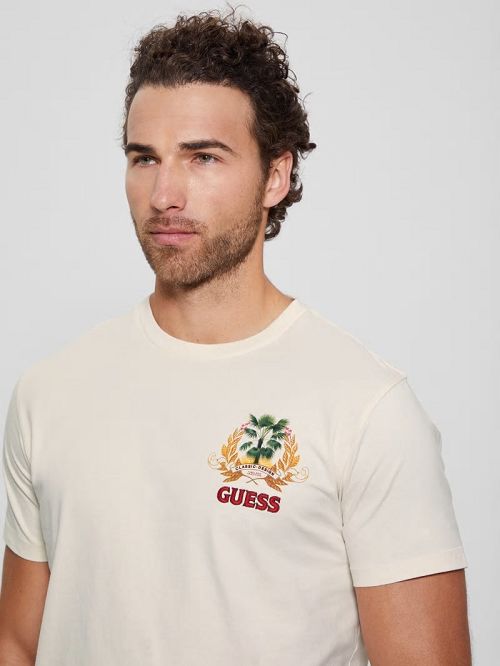 Guess Eco Signature Palm Tee Wit | GUESS-SN30603