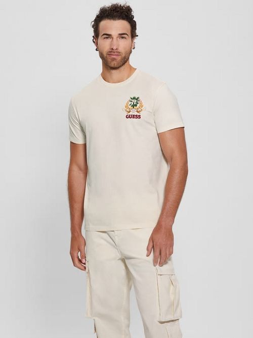 Guess Eco Signature Palm Tee Wit | GUESS-SN30603