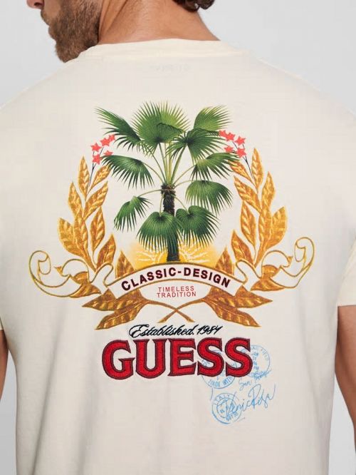Guess Eco Signature Palm Tee Wit | GUESS-SN30603