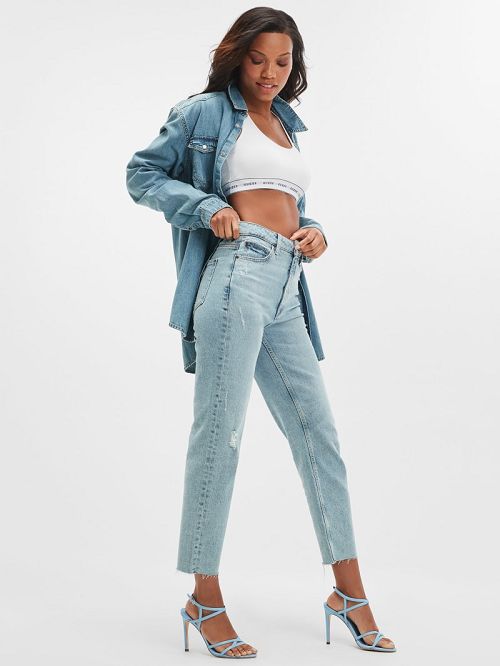 Guess Eco Slim Mom Jeans Blauw | GUESS-SN26652