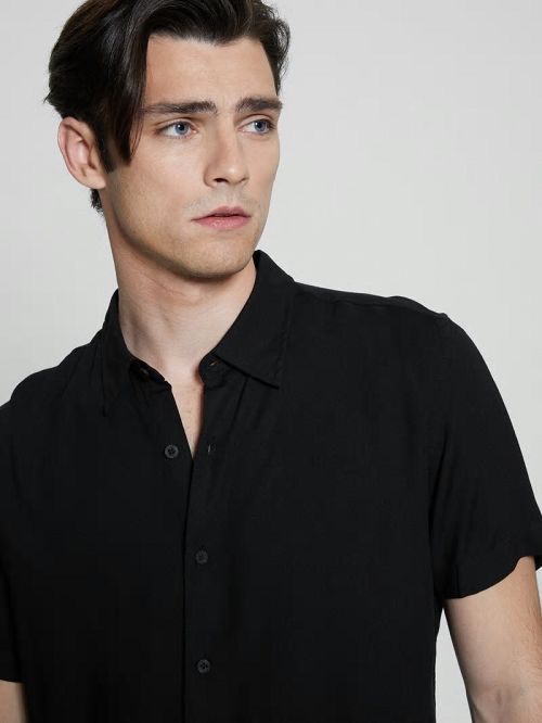 Guess Eco Solid Shirt Zwart | GUESS-SN31156