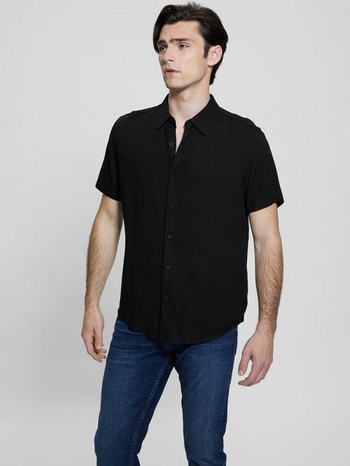 Guess Eco Solid Shirt Zwart | GUESS-SN31156