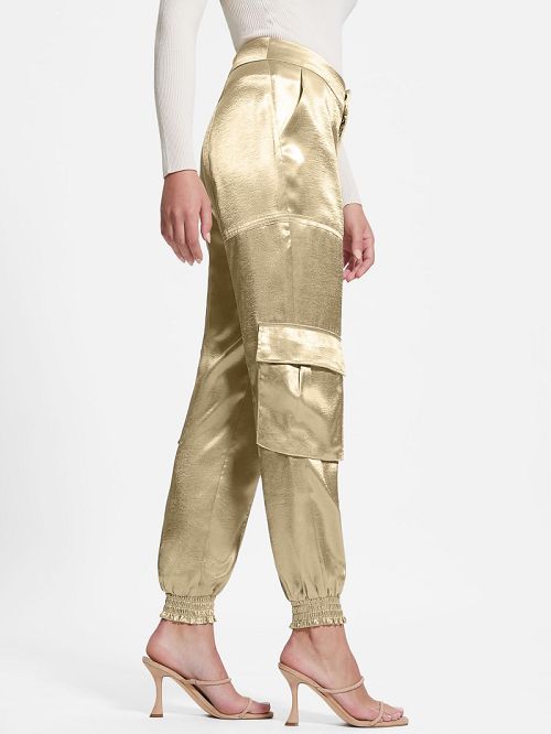 Guess Eco Soundwave Satin Cargo Pants Goud | GUESS-SN28193