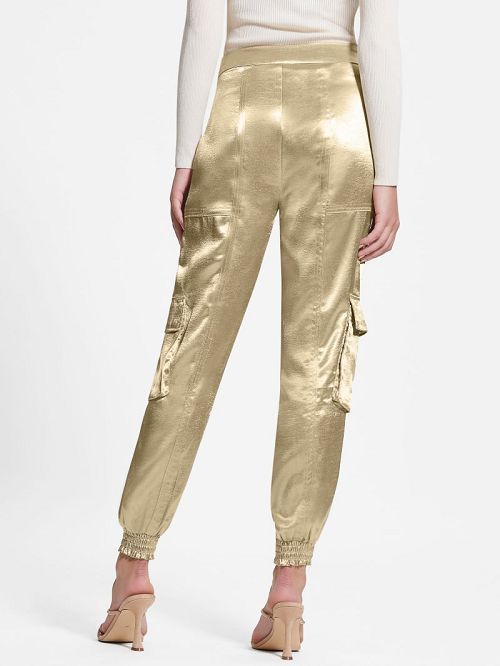 Guess Eco Soundwave Satin Cargo Pants Goud | GUESS-SN28193