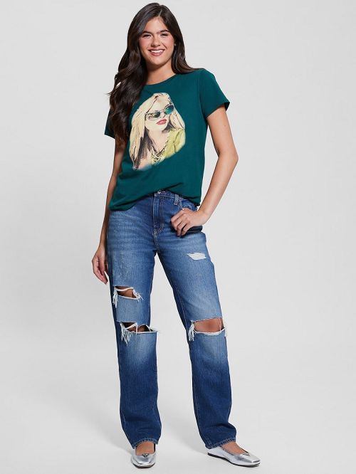 Guess Eco Stardust Easy Tee Groen | GUESS-SN27412