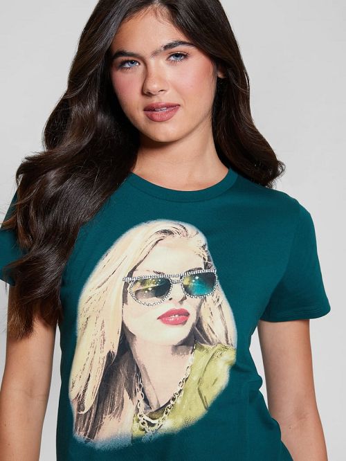 Guess Eco Stardust Easy Tee Groen | GUESS-SN27412