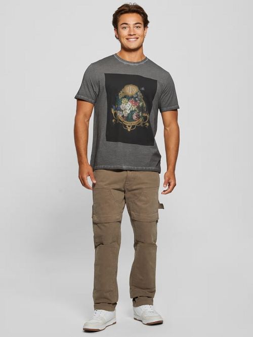 Guess Eco Still Life Floral Tee Zwart | GUESS-SN30617