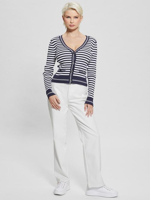 Guess Eco Stripe Ribbed Cardigan Blauw | GUESS-SN27670