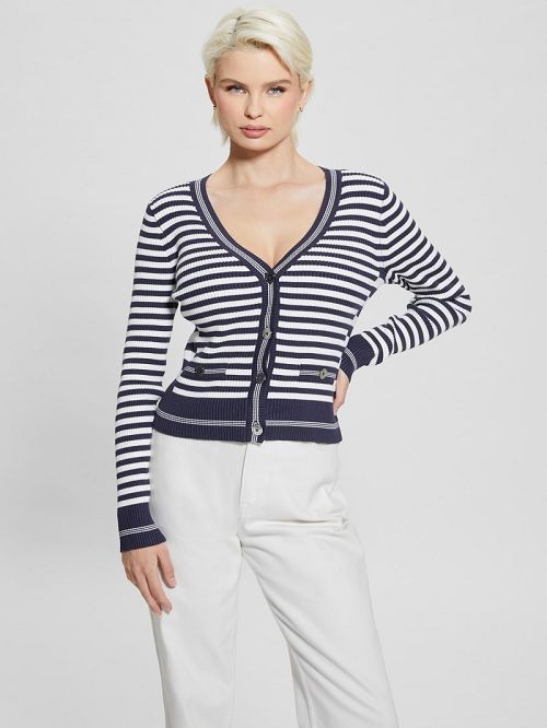 Guess Eco Stripe Ribbed Cardigan Blauw | GUESS-SN27670