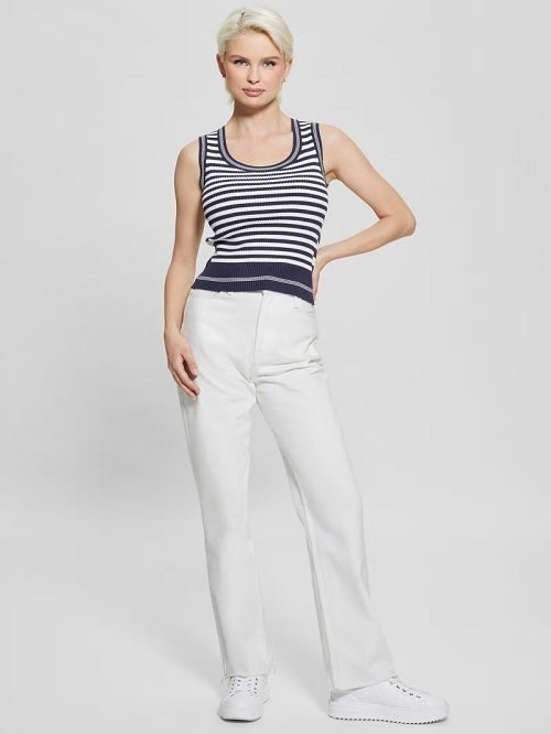 Guess Eco Stripe Ribbed Marti Tank Blauw | GUESS-SN27083