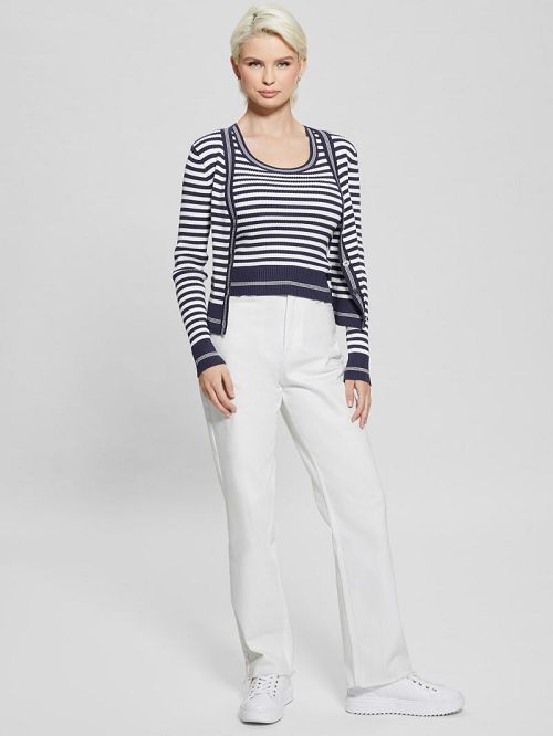 Guess Eco Stripe Ribbed Marti Tank Blauw | GUESS-SN27083
