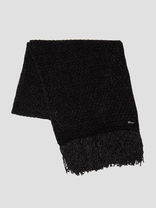 Guess Eco Talia Chenille Scarf Zwart | GUESS-SN30187