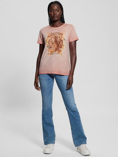 Guess Eco Tiger God Easy Tee Roze | GUESS-SN27627