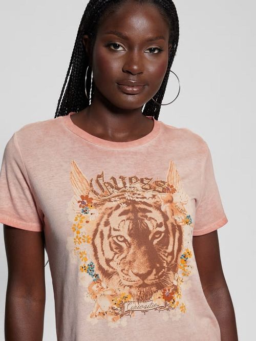 Guess Eco Tiger God Easy Tee Roze | GUESS-SN27627