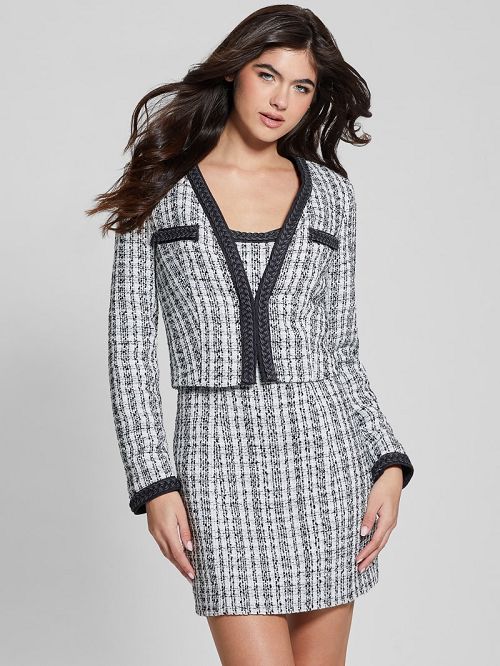 Guess Eco Tosca Tweed Jacket Zwart Wit | GUESS-SN28018