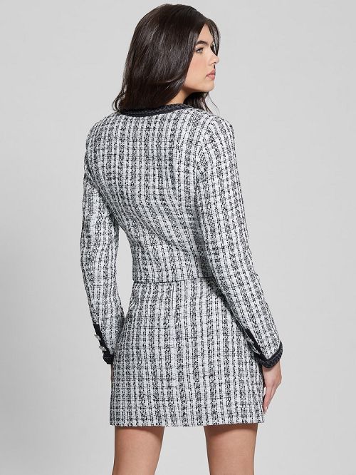 Guess Eco Tosca Tweed Jacket Zwart Wit | GUESS-SN28018