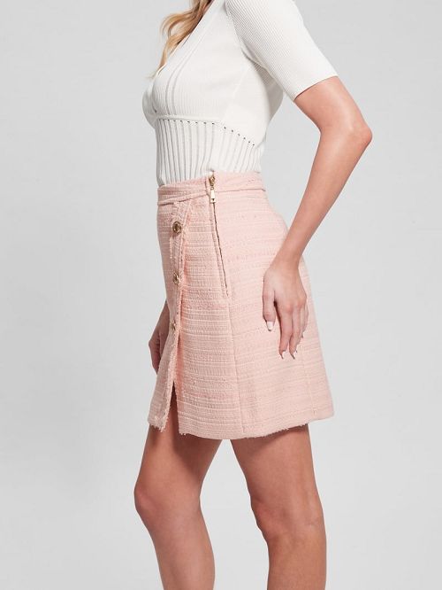 Guess Eco Tosca Tweed Skirt Roze | GUESS-SN28159