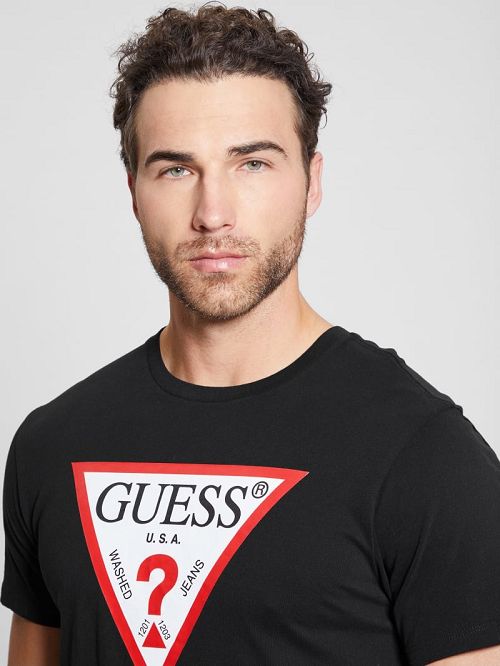 Guess Eco Triangle Classic Tee Zwart | GUESS-SN30474