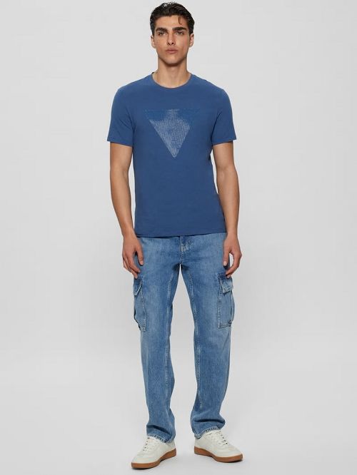 Guess Eco Triangle Crewneck Tee Blauw | GUESS-SN30620