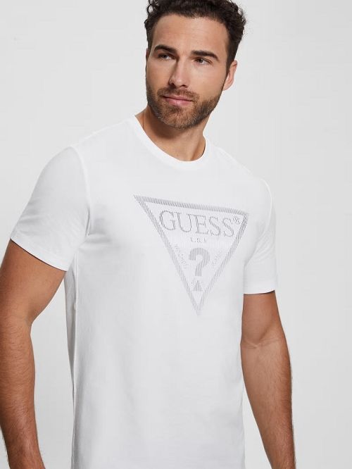 Guess Eco Triangle Crewneck Tee Wit | GUESS-SN30577