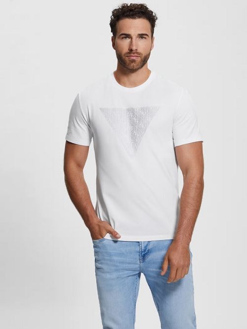 Guess Eco Triangle Crewneck Tee Wit | GUESS-SN31537