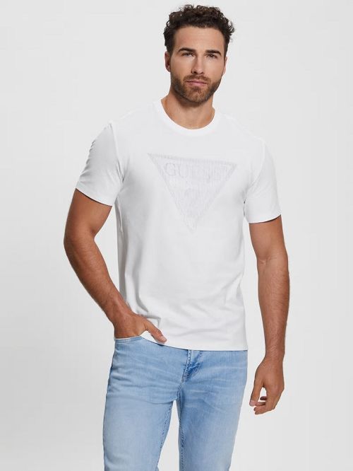 Guess Eco Triangle Crewneck Tee Wit | GUESS-SN31537
