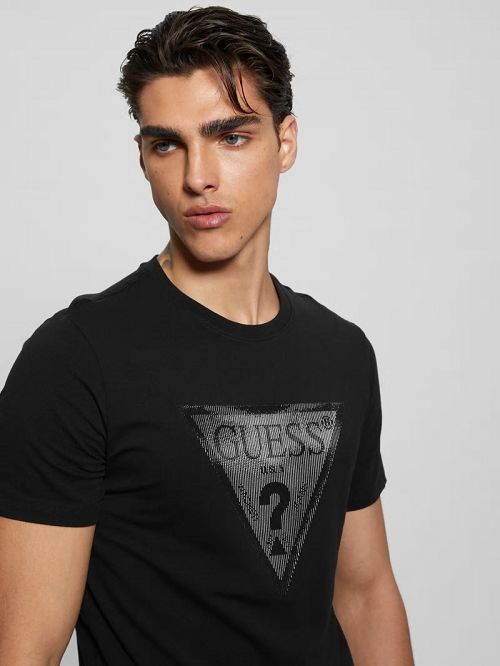 Guess Eco Triangle Crewneck Tee Zwart | GUESS-SN30591