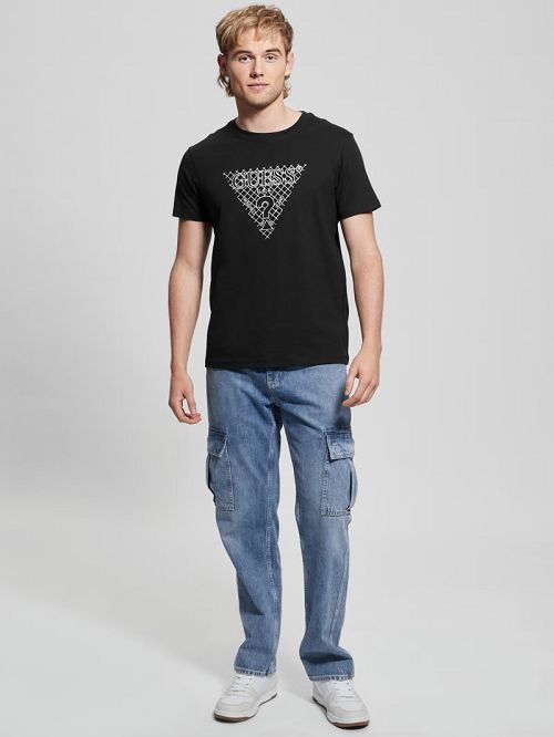Guess Eco Triangle Patch Tee Zwart | GUESS-SN30532